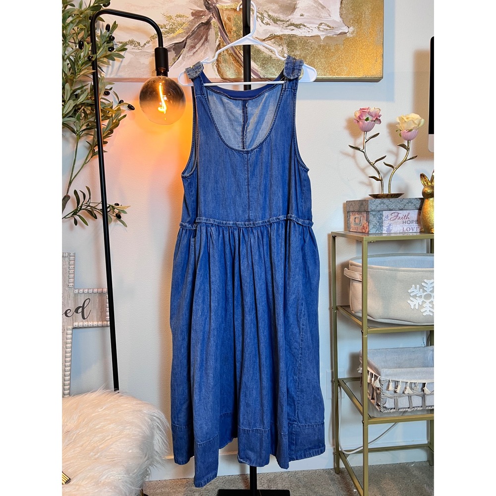 Free People Blue Denim Midi Dress
